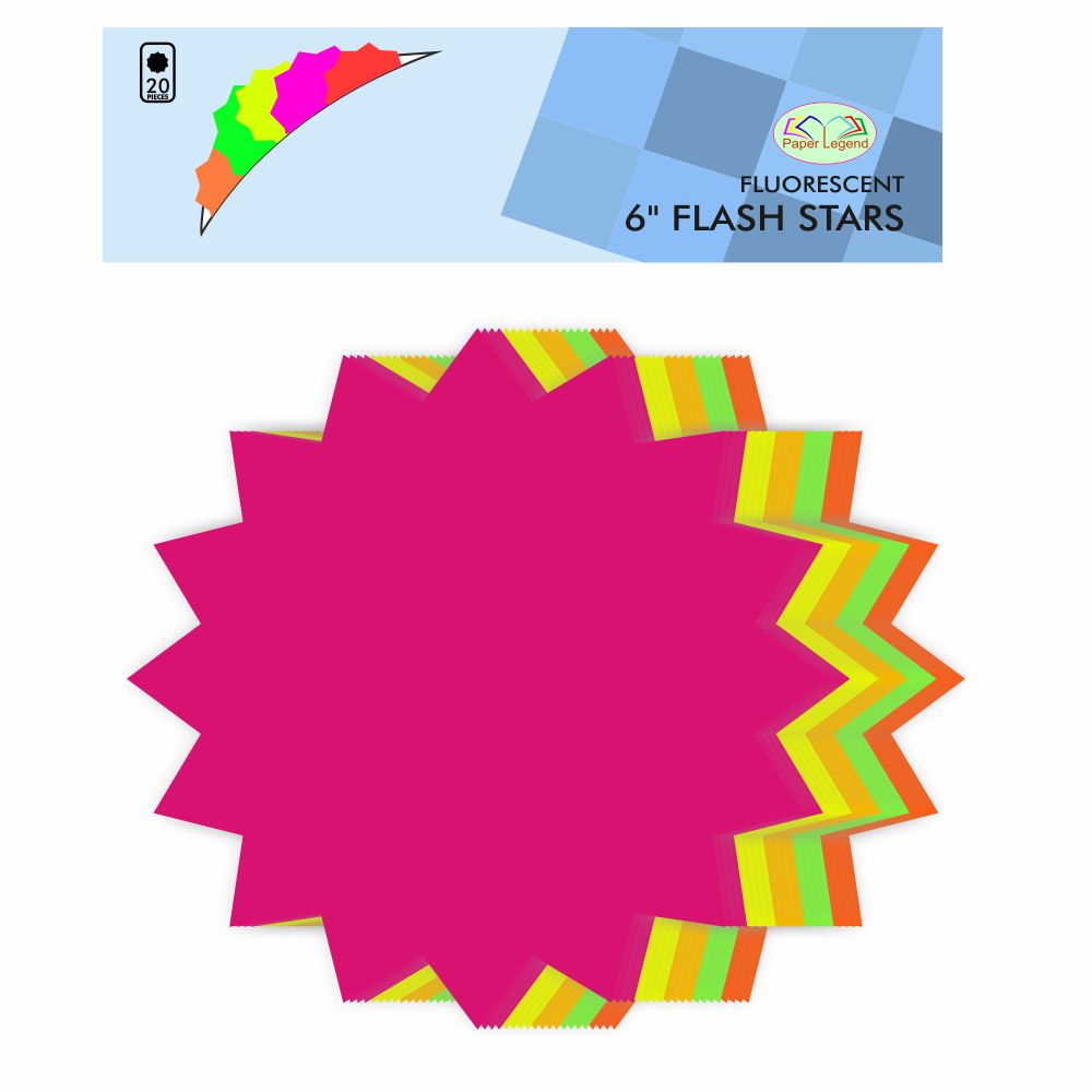 PLG 6'' Fluorescent Stars Pack of 20